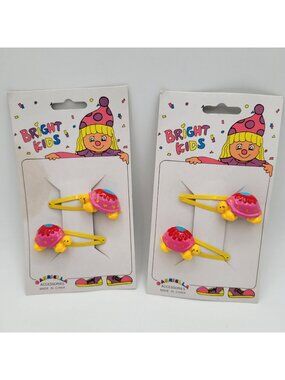 Gabriella Accessories Bright Kids Turtle Hair Clips Vintage 1997 Yellow Pink Red